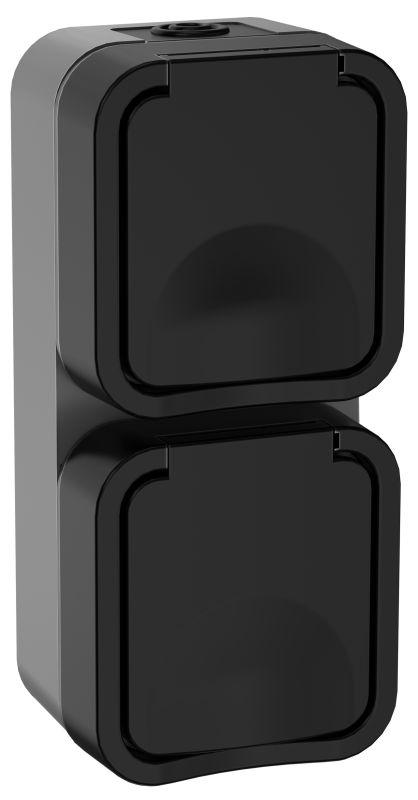 Розетка Tors TS-R26-16-55-V-K53 (2-м вертикальная 16А IP55 графит)