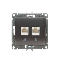 Розетка Glossa 463594 SE GSL001385KK компьютерная (2-м RJ45 кат 5Е мех графит)