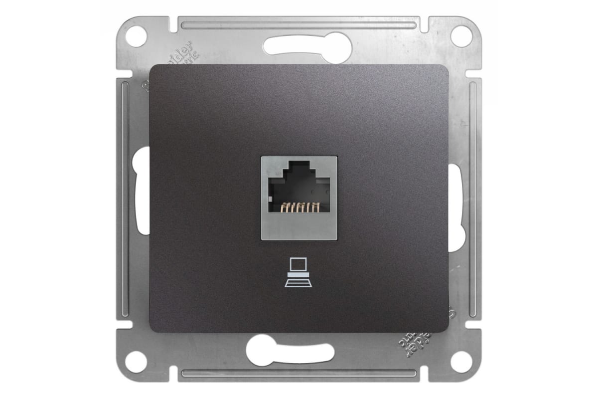 Розетка Glossa 463595 SE GSL001381K компьютерная (1-м RJ45 кат 5Е мех графит)