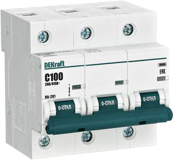 Выключатель автоматический Dekraft Systeme Electric 3P 100А 10кА С ВА-201 13009