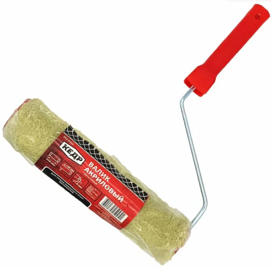 Валик малярный,L240 мм, D внеш.48 мм,Н ворса 4 мм,бюгель 6 мм