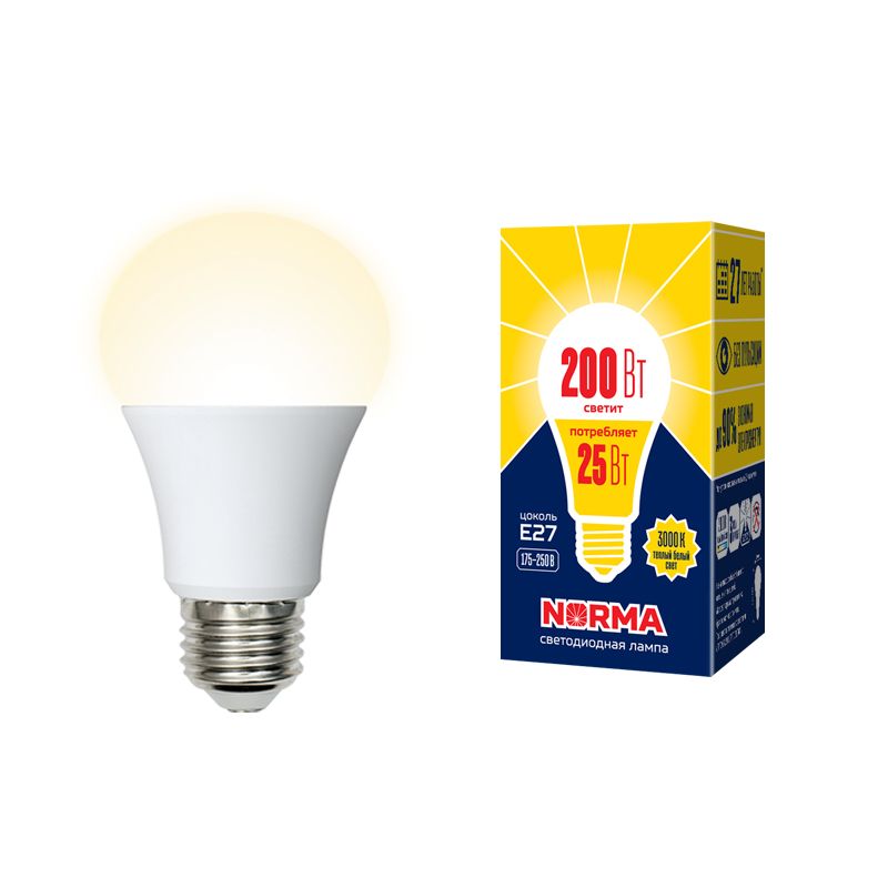 Лампа светодиод Volpe серия Norma LED-A70-25W/3000К/E27/FR/NR (форма А матовая теплый белый свет 3000К)
