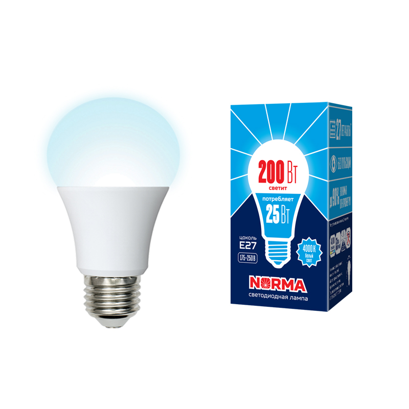 Лампа светодиод Volpe серия Norma LED-A70-25W/4000К/E27/FR/NR (форма А матовая белый свет 4000К)
