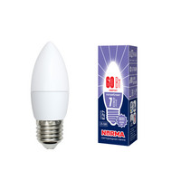 Лампа светодиод Volpe серия Norma LED-C37-7W/DW/E27/FR/NR (форма свеча матовая дневной белый свет 6500К)