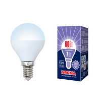 Лампа светодиод Volpe серия Norma LED-G45-7W/DW/E14/FR/NR (форма шар матовая дневной белый свет 6500К)