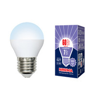 Лампа светодиод Volpe серия Norma LED-G45-7W/DW/E27/FR/NR (форма шар матовая дневной белый свет 6500К)