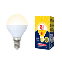 Лампа светодиод Volpe серия Norma LED-G45-9W/WW/E14/FR/NR (форма шар матовая теплый белый свет 3000К)