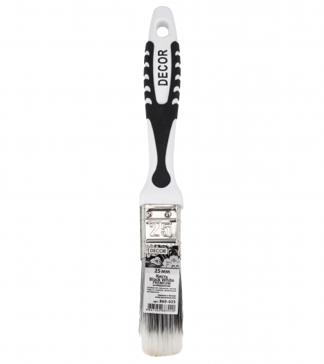 Кисть плоская Black White PREMIUM универ. 25х15мм, сереб.щетина,2К ручка (12/192) 860-025 Намерение