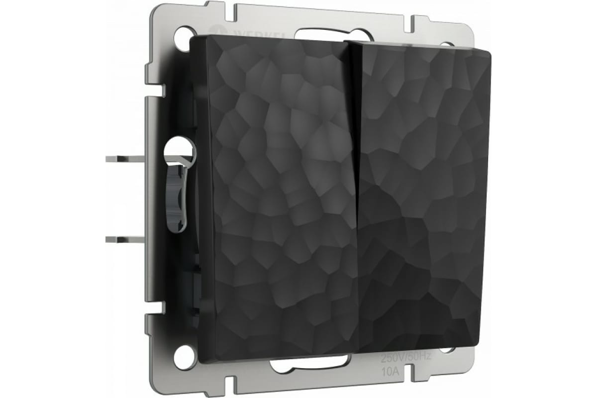 Выключатель двухклавишный Hammer W1220008 а052059 (10702070/220323/3115293 черный Китай)
