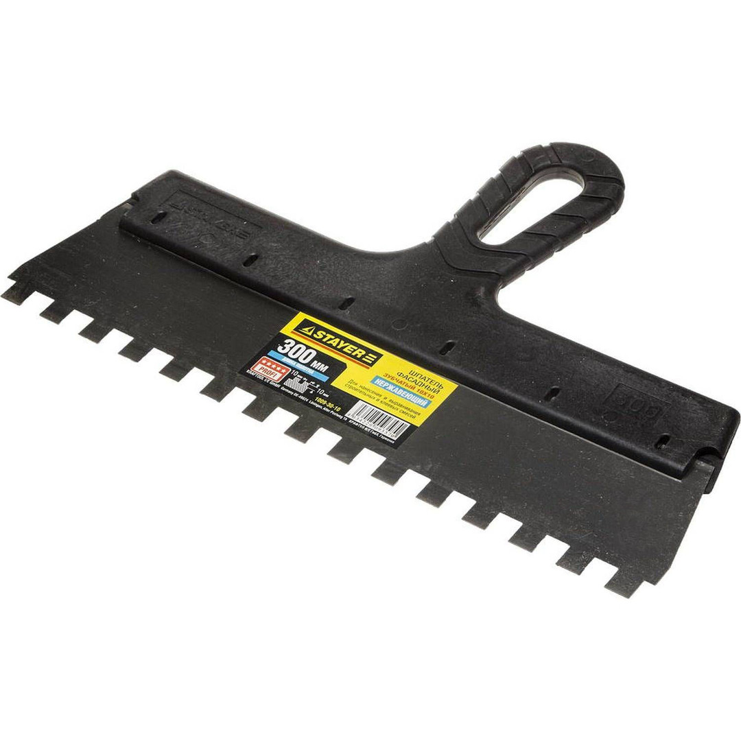 Шпатель зубчатый Stayer Professional 1009-30-10 300мм (зуб 10х10мм, нержавеющий, с пластмассовой ручкой)