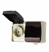 Блок розетка+выключатель IP54 Сатурн (SBE-04w-16-SWS)