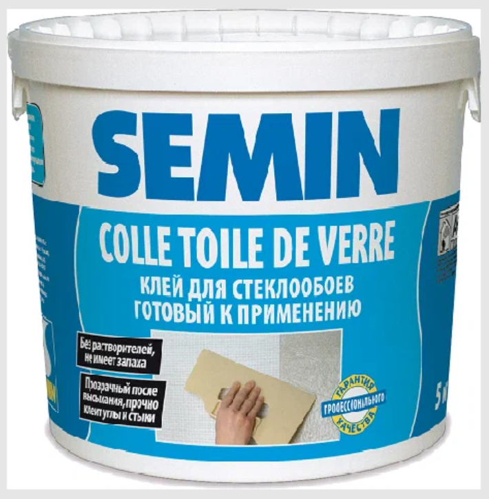 Клей Semin Colle de Verre 76091 (для стеклообоев и стеклоткани, стеклохолста 5 кг)