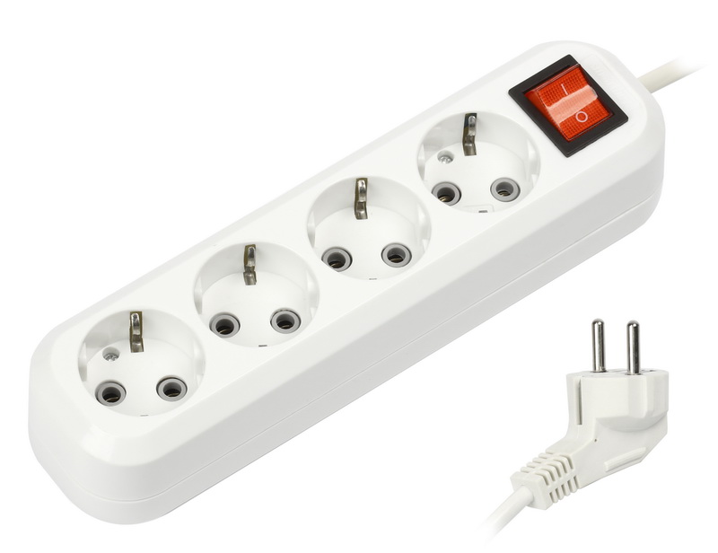 Удлинитель Smartbuy SBE-16-4-02-ZS (4 гнезда 2 метра 16А/3,5кВт с выключателем и заземлением ПВС 3х1,0)