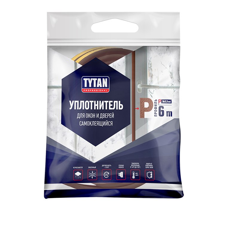 Уплотнитель самоклеящийся Tytan Professional P-профиль коричневый
