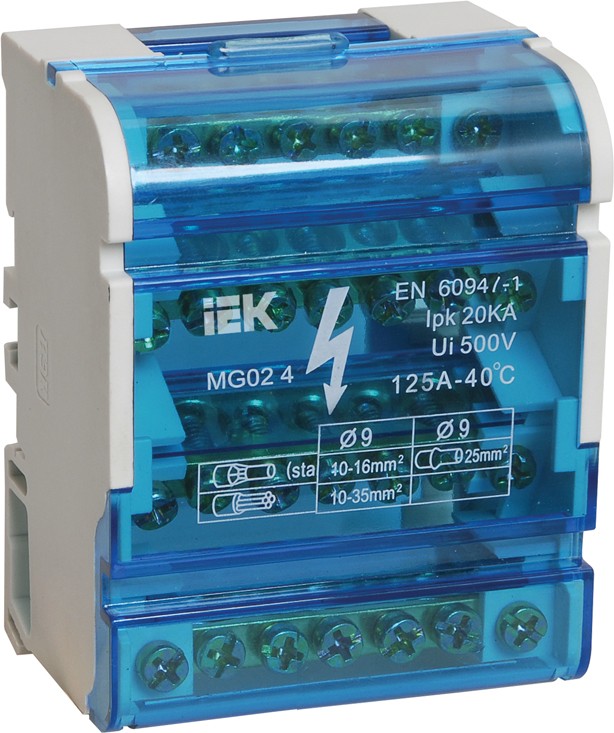 Шина IEK нулевая в корпусе 4*7 на DIN-рейку 3L+PEN