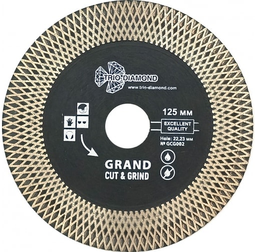 Диск алмазный Turbo ультратонкий Grand Cut &Grind 125х25/10*22/23 мм GCG002 (толщина реж кромки 1,7 мм)