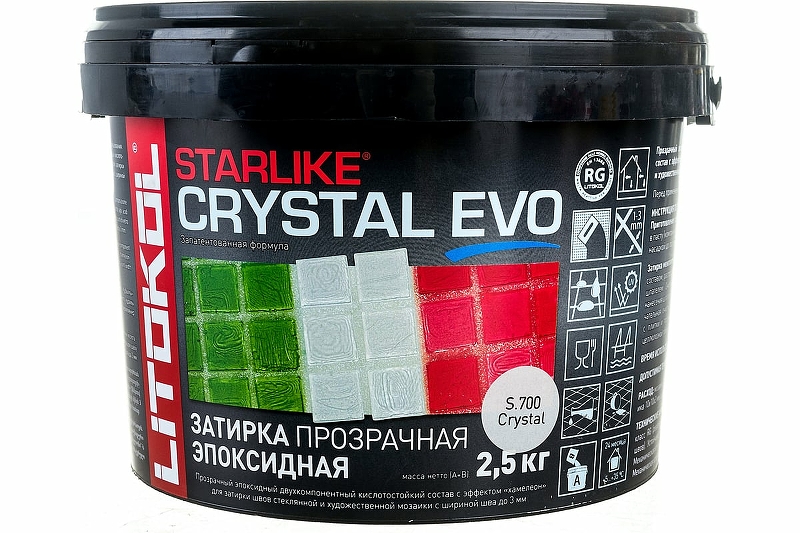 Затирка эпоксидная Litokol Starlike Evo S.700 Crystal 243845 (2-х комп ведро 2,5 кг)