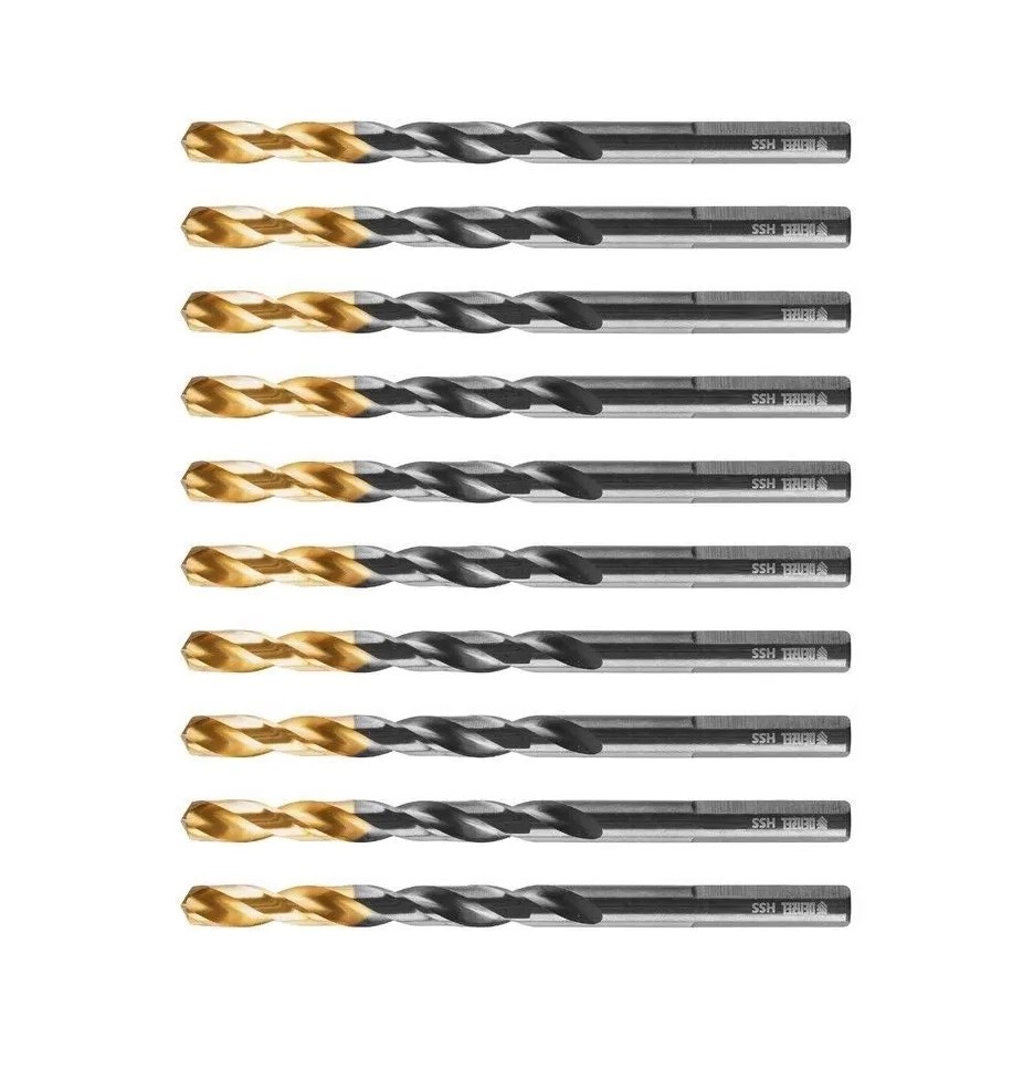 Сверло по металлу Denzel 4,5 мм HSS-Tin Golden Tip 10 шт 717211