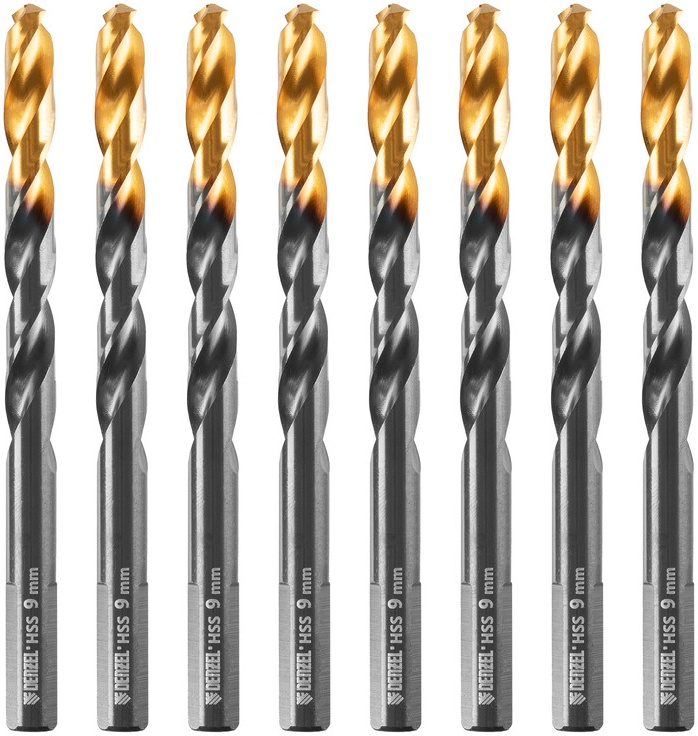 Сверло по металлу Denzel 9 мм HSS-Tin Golden Tip 8 шт 717221