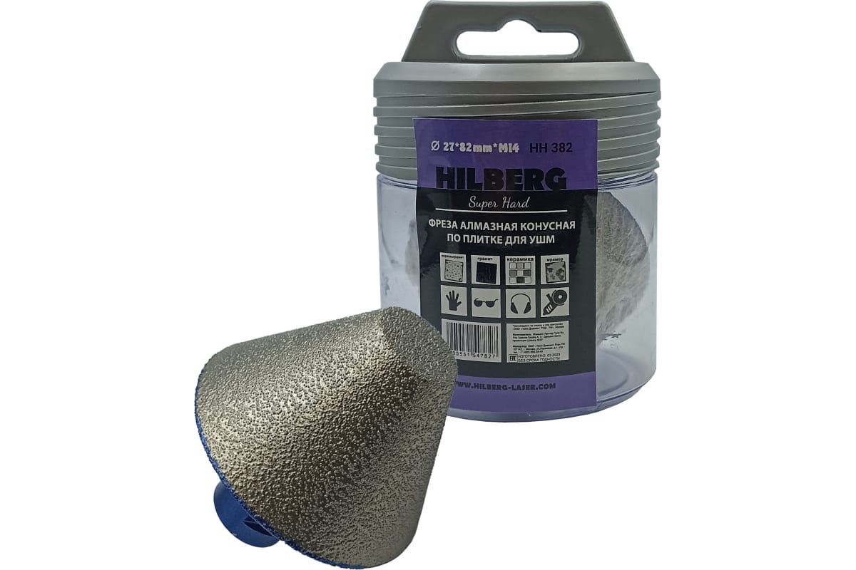 Фреза алмазная конусная по плитке 27-82 мм Hilberg Super Hard М14 Hilberg НН382
