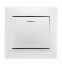 Выключатель 1-клавишный Венера SBE-01w-10-SW1-1-c (с индикатором 10А керамика белый)