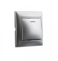 Выключатель 1-клавишный Венера SBE-01s-10-SW1-1-c (с индикатором 10А серебро)