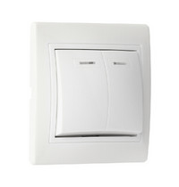 Выключатель 2-клавишный Венера SBE-01w-10-SW2-1-c (с индикатором 10А белый)