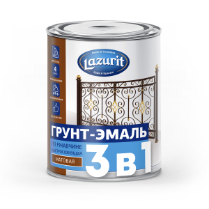 Грунт-эмаль по ржавчине быстросохнущая RAL7046 т.серая Lazurit 0,9кг