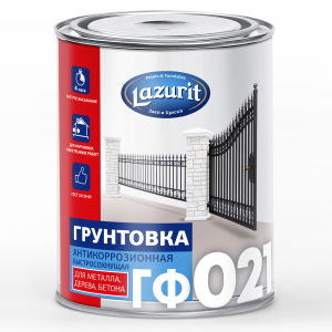 Грунтовка ГФ-021 антикоррозионная быстросохнущая красно-коричневая 1 кг Lazurit