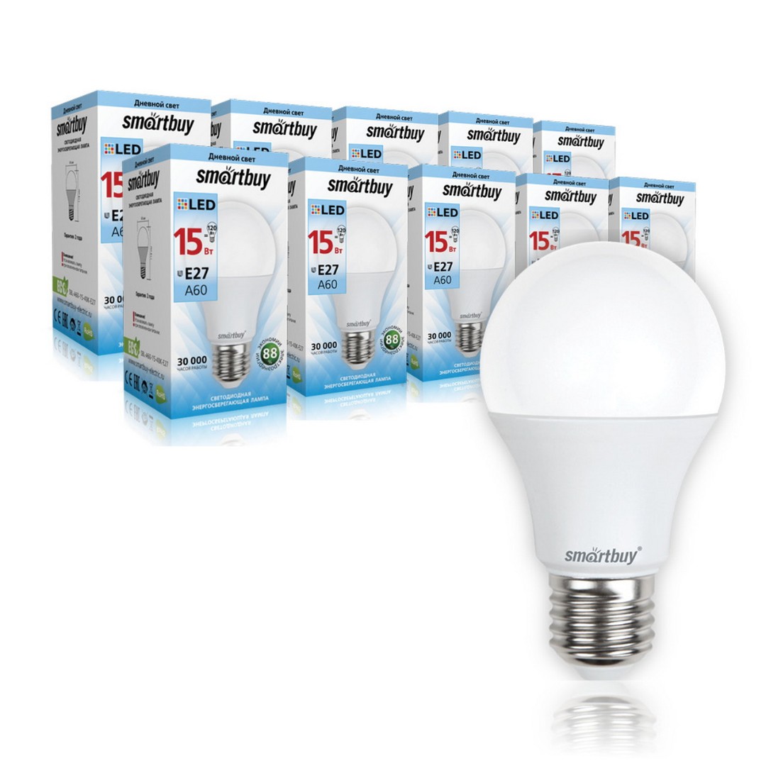 Лампа светодиодная Smartbuy-A60-15W/4000/E27 SBL-A60-15-40K-E27
