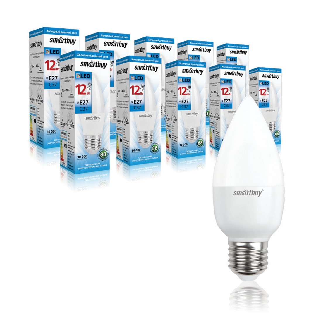 Лампа светодиодная Smartbuy-C37-12W/6000 E27 SBL-C37-12-60K-E27