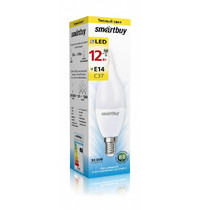 Лампа светодиодная свеча на ветру матовая Smartbuy-C37-12W/3000 E14 SBL-C37Can-12-30K-E14