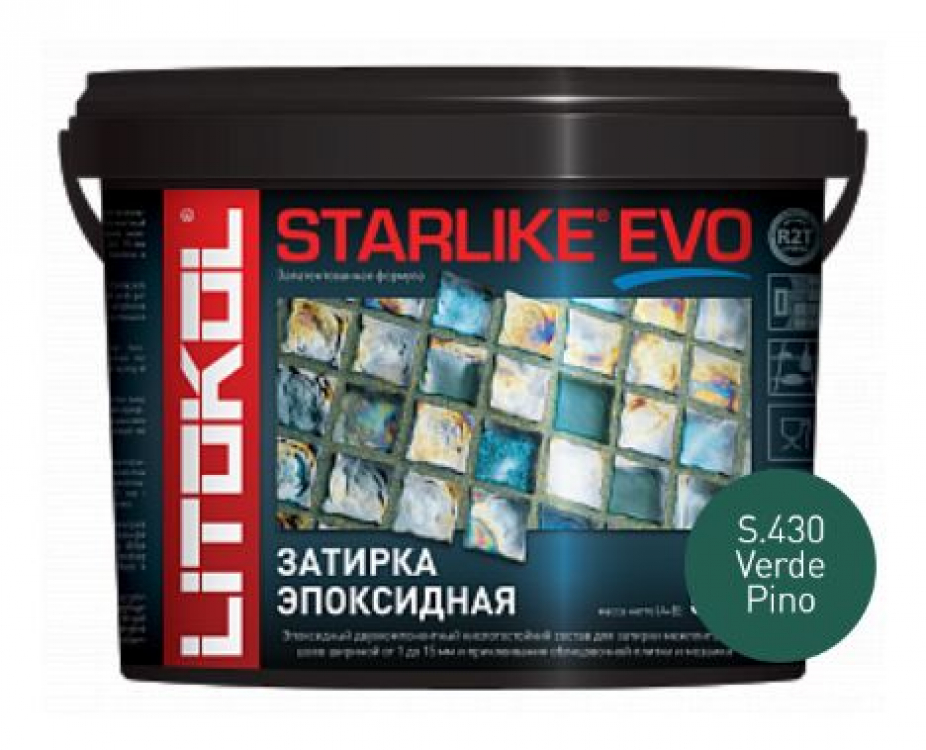 Затирка эпоксидная Litokol Starlike Evo S.430 Verde Pino 247936 (2-х комп ведро 5 кг 1)