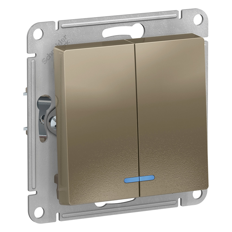 Выключатель 2 кл AtlasDesign Systeme Electric ATN000553 (с подсв с/у шампань механизм)