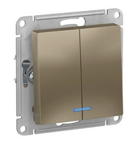 Выключатель 2 кл AtlasDesign Systeme Electric ATN000553 (с подсв с/у шампань механизм)