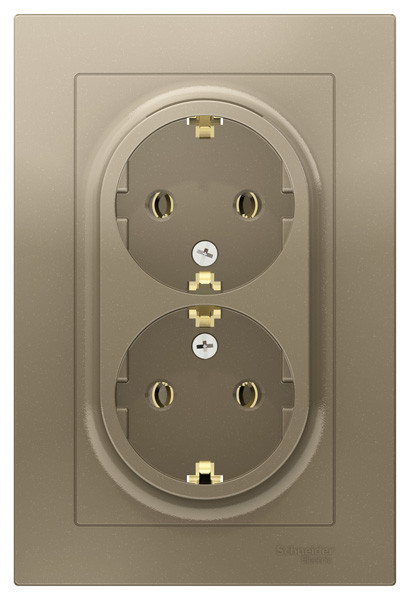 Розетка 2 гн AtlasDesign Systeme Electric ATN000524 (с з/к с/у в сборе 16А шампань)