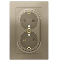 Розетка 2 гн AtlasDesign Systeme Electric ATN000524 (с з/к с/у в сборе 16А шампань)