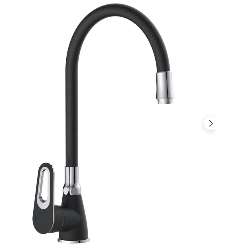 Смеситель для кухни Potato P 41274-6 (силумин d=35 силиконовый под гайку чёрн+хром)