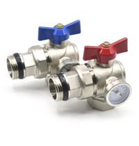 Кран коллекторный Thermofix (угл c термометром 1 компакт)