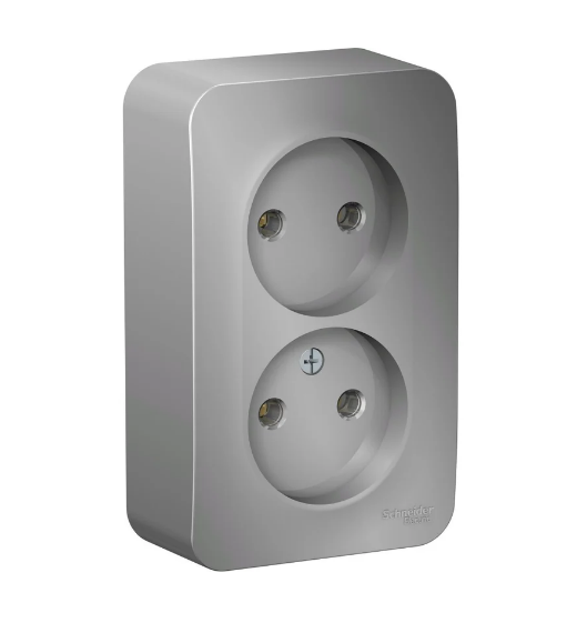 Розетка двухместная Schneider Electric Blanca BLNRA00213 (открытой установки без заземления алюминий)