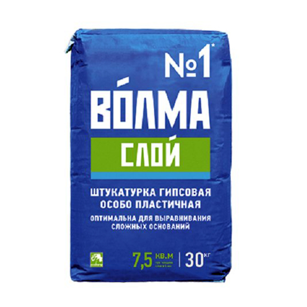 Штукатурка для выравнивания стен и потолков Волма-Слой (30 кг 8-9 кг/м2)