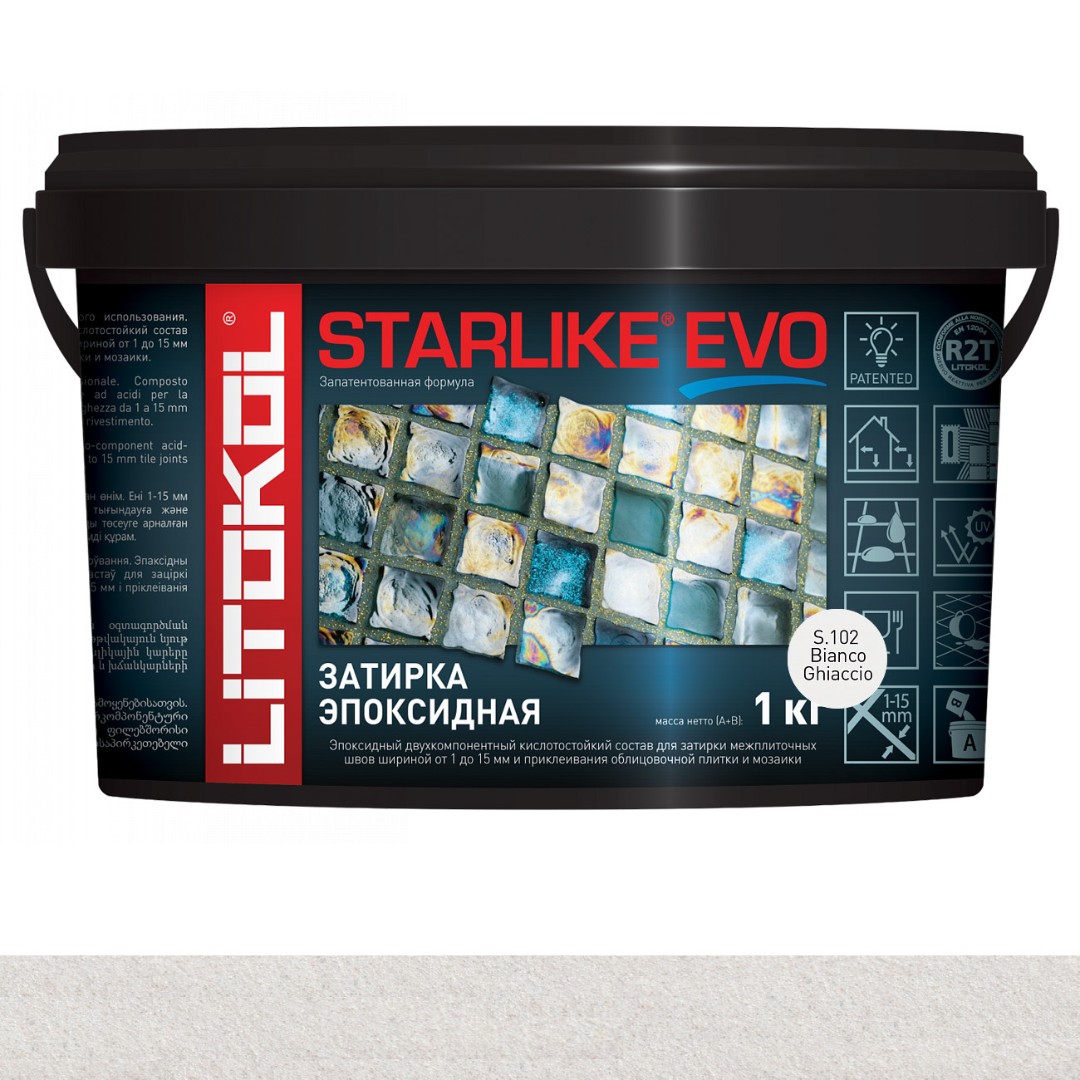Затирка эпоксидная Litokol Starlike Evo S.102 Bianco Ghiaccio 243847 (2-х комп ведро 1кг)