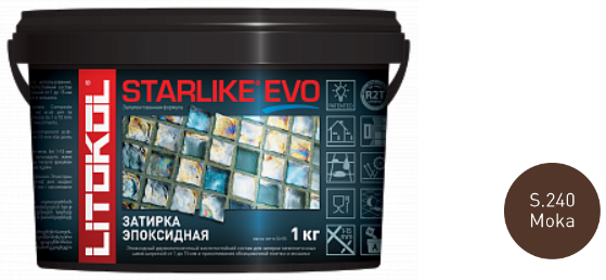 Затирка эпоксидная Litokol Starlike Evo S.240 Moka 247906 (2-х комп ведро 1кг)