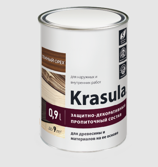 Защитно-декоративный состав Krasula 4369 (темный орех 0,9л)