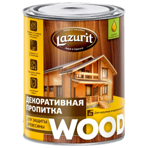 Пропитка декоративная Lazurit Wood (для защиты древесины орегон 1л/0,8 кг)
