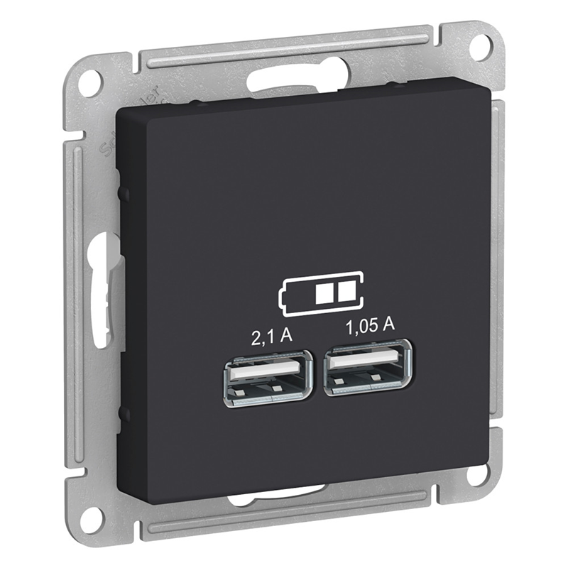 Розетка USB (Type-A + Type-A) Systeme Electric AtlasDesign ATN001033 (механизм карбон)