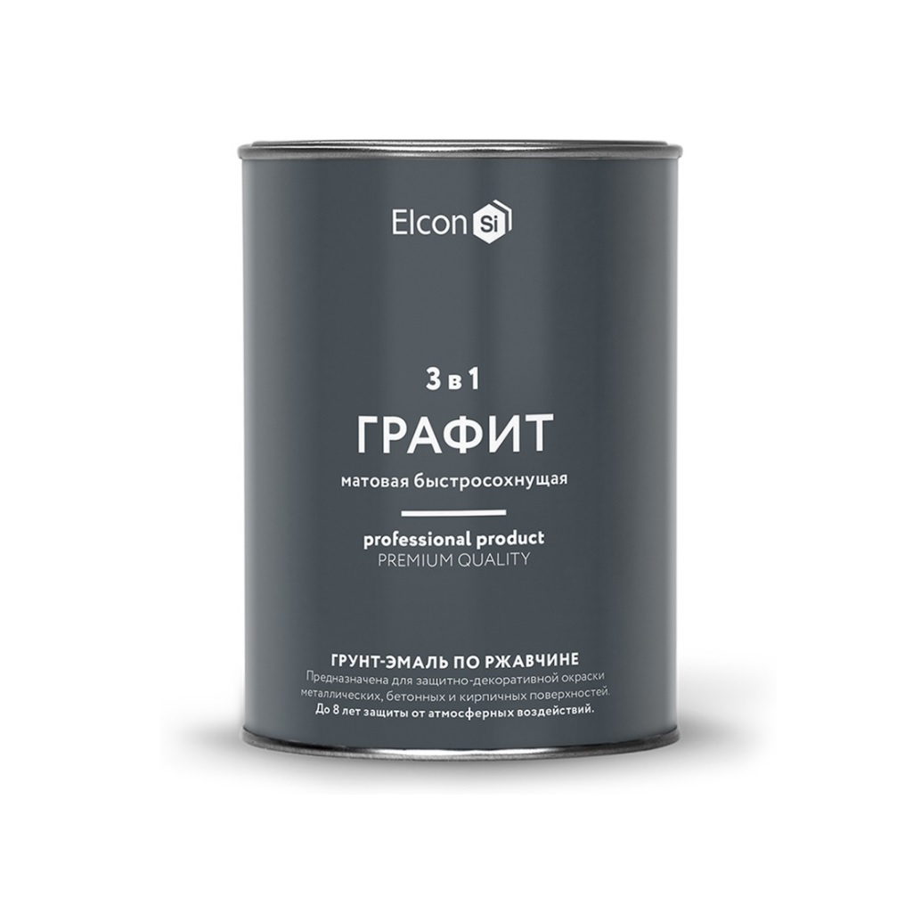 Грунт-эмаль по ржавчине 3 в 1 Элкон матовая 0.8 кг графит (RAL 7024)