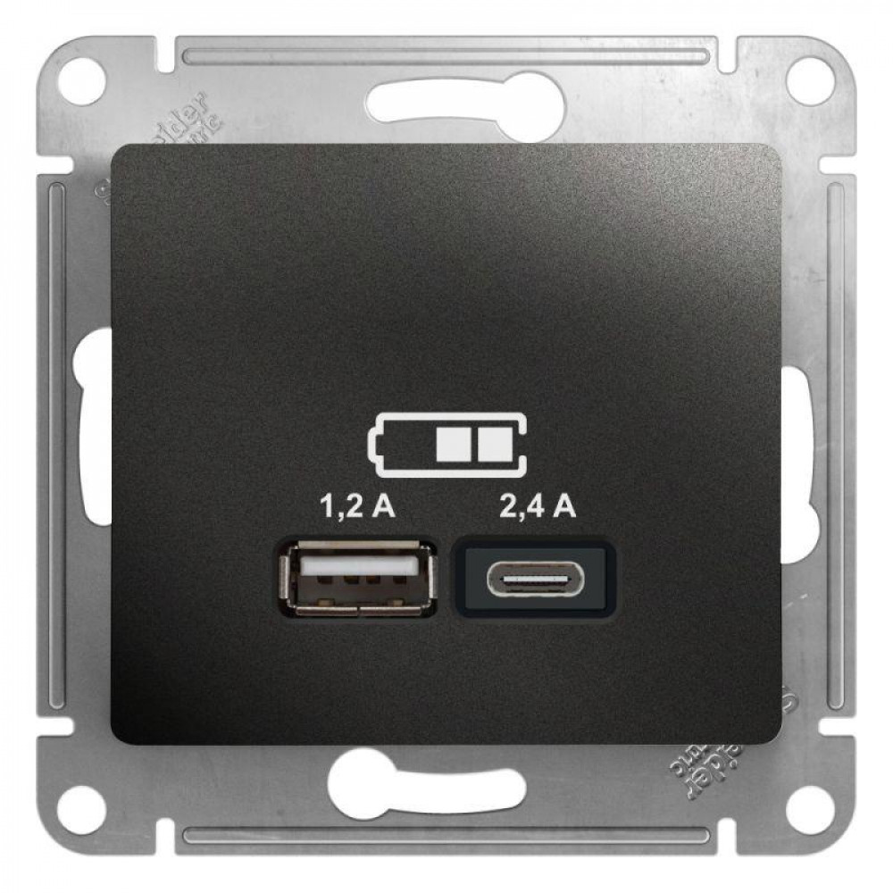Розетка USB+USB Schneider Electric Glossa SE GSL000739 (механизм антрацит)