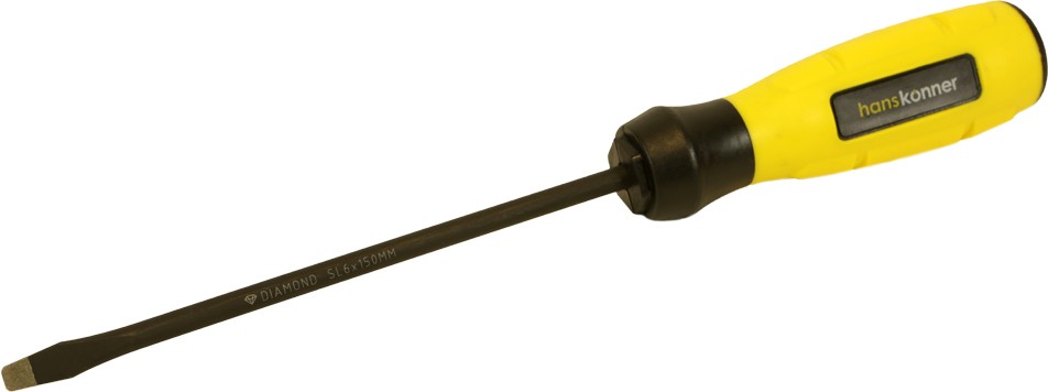 Отвертка шлицевая Hanskonner HK1040-16-SL6-150 (6х150 с алмазным наконечником S2 59 HRC)