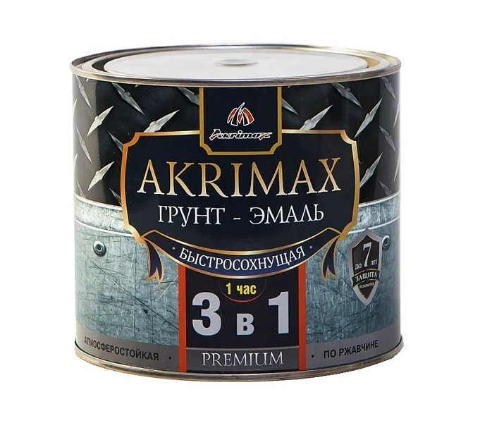 Грунт-эмаль быстросохнущая матовая AKRIMAX-PREMIUM синяя 1,7кг УТ-00001614